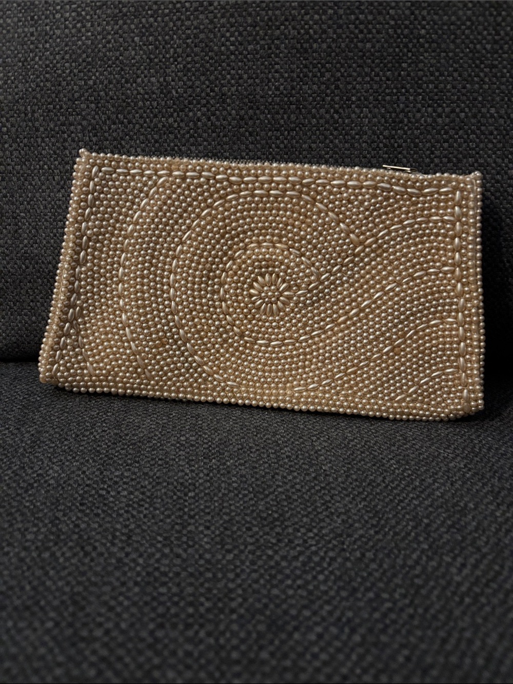 Vintage ivory beaded clutch